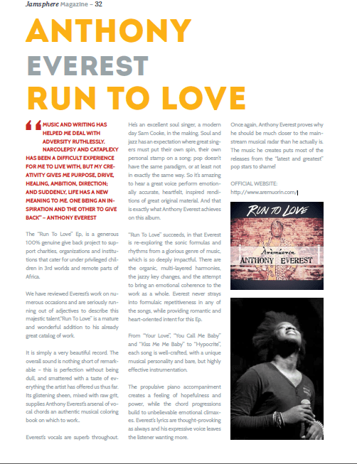 Anthony Everest: “Run To Love” – A 100% Genuine Give Back Project! |&nbsp;JamSphere