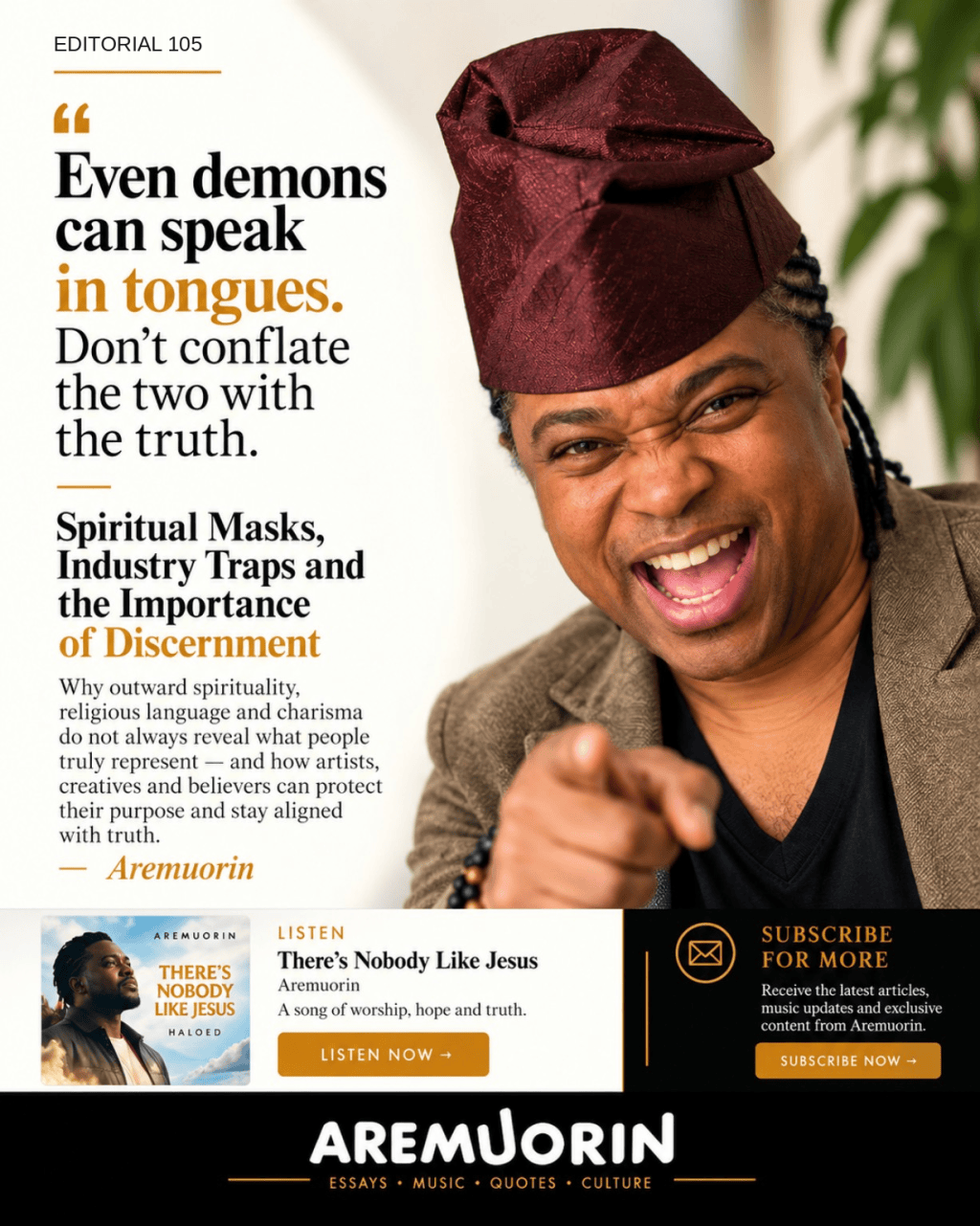 Editorial 105 cover — Even demons can speak in tongues, by Aremuorin